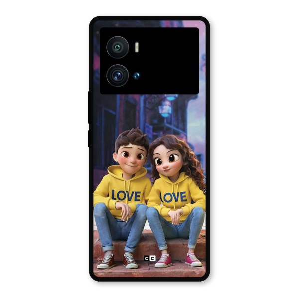 Cute Couple Sitting Metal Back Case for iQOO 9 Pro