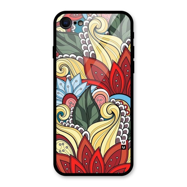 Cute Doodle Glass Back Case for iPhone 8