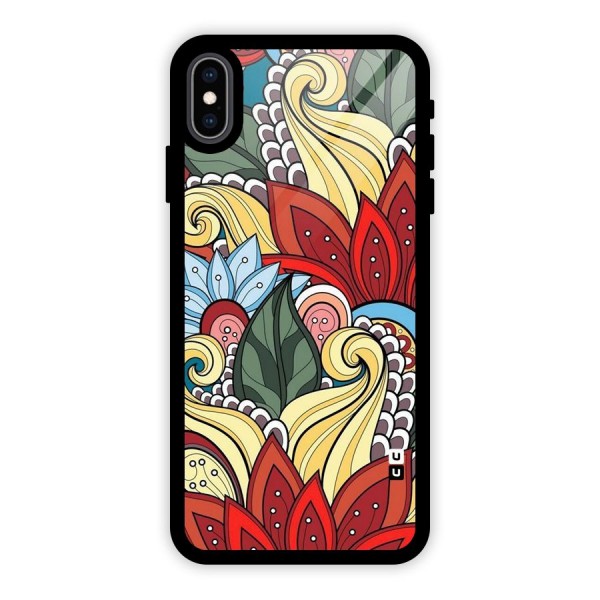 Cute Doodle Glass Back Case for iPhone XS Max