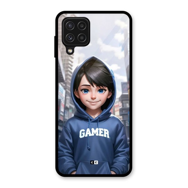 Cute Gamer Glass Back Case for Galaxy A22 4G