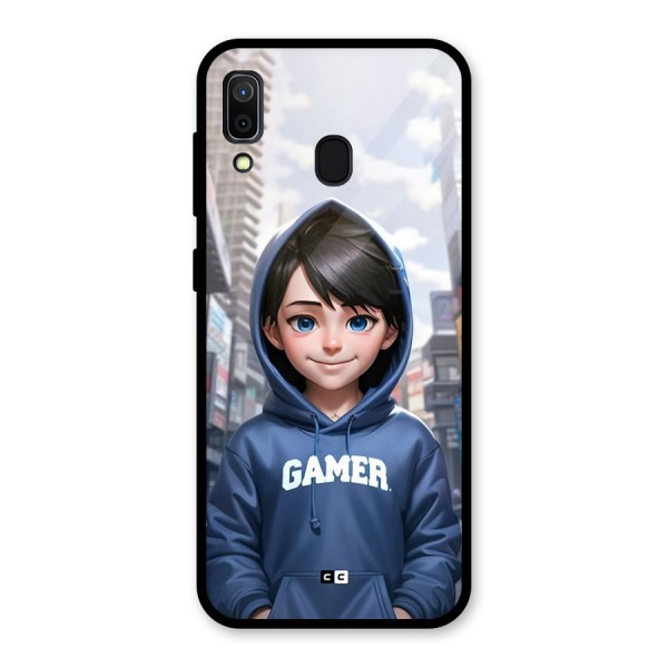 Cute Gamer Glass Back Case for Galaxy A30