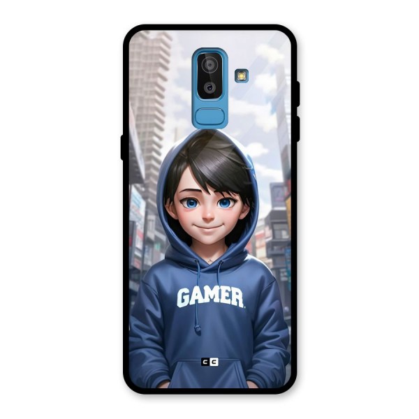 Cute Gamer Glass Back Case for Galaxy J8