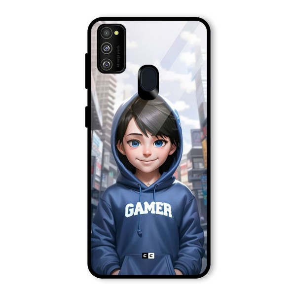 Cute Gamer Glass Back Case for Galaxy M21