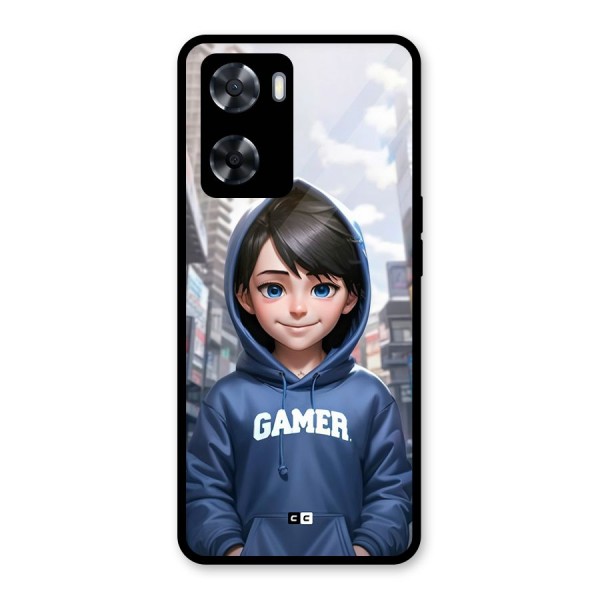 Cute Gamer Glass Back Case for Oppo A57 2022