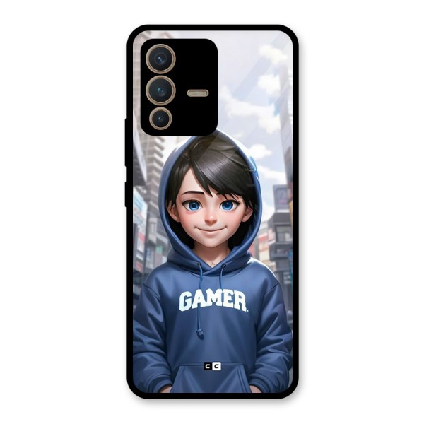 Cute Gamer Glass Back Case for Vivo V23 5G