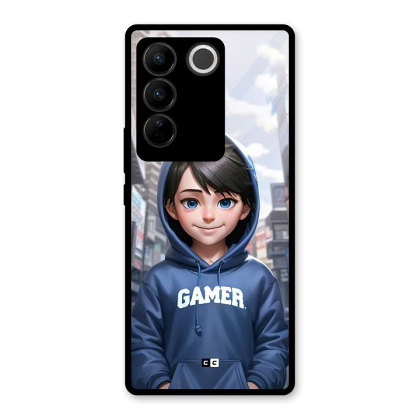 Cute Gamer Glass Back Case for Vivo V27 Pro