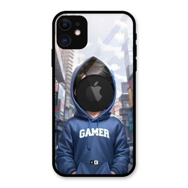 Cute Gamer Glass Back Case for iPhone 11 Logo Cut