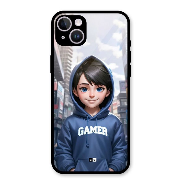 Cute Gamer Glass Back Case for iPhone 14 Plus