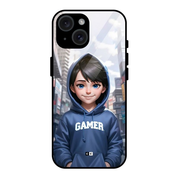 Cute Gamer Glass Back Case for iPhone 15