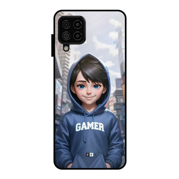 Cute Gamer Metal Back Case for Galaxy A22 4G