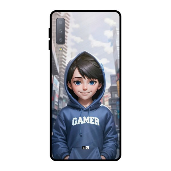 Cute Gamer Metal Back Case for Galaxy A7 (2018)