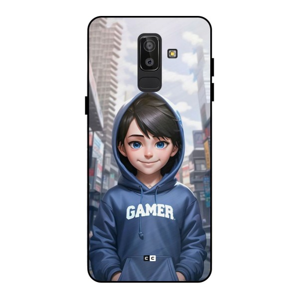 Cute Gamer Metal Back Case for Galaxy J8