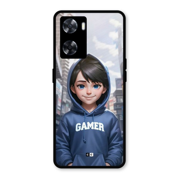 Cute Gamer Metal Back Case for Oppo A57 2022