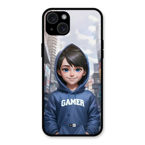 Cute Gamer Metal Back Case for iPhone 15 Plus