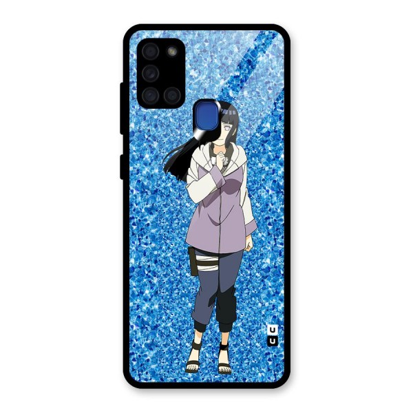 Cute Hinata hyuga Glass Back Case for Galaxy A21s