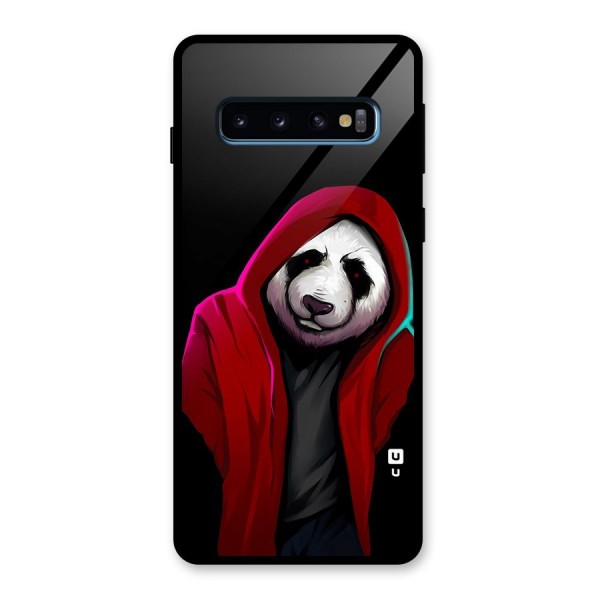 Cute Hoodie Panda Glass Back Case for Galaxy S10