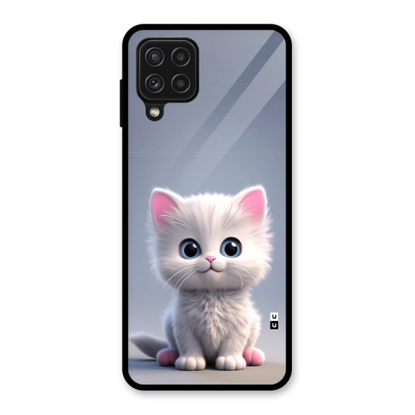 Cute Kitten Sitting Glass Back Case for Galaxy A22 4G