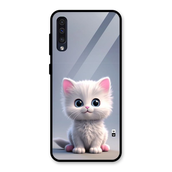 Cute Kitten Sitting Glass Back Case for Galaxy A50