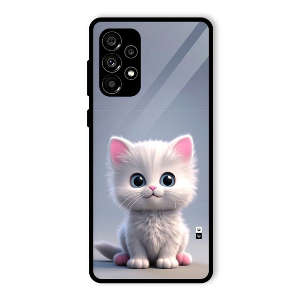 Cute Kitten Sitting Glass Back Case for Galaxy A73 5G