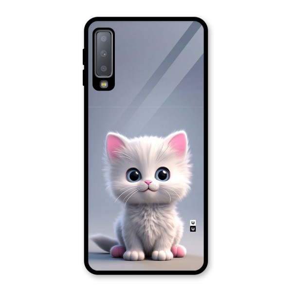 Cute Kitten Sitting Glass Back Case for Galaxy A7 (2018)