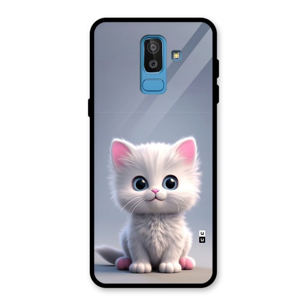 Cute Kitten Sitting Glass Back Case for Galaxy J8