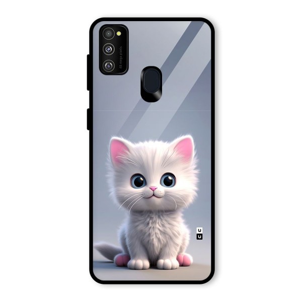 Cute Kitten Sitting Glass Back Case for Galaxy M21