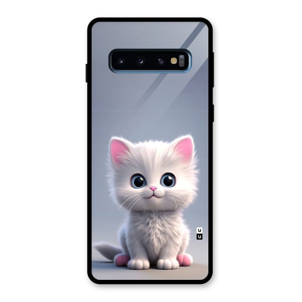 Cute Kitten Sitting Glass Back Case for Galaxy S10