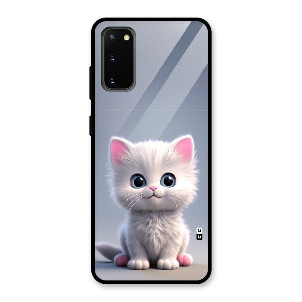 Cute Kitten Sitting Glass Back Case for Galaxy S20