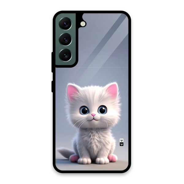 Cute Kitten Sitting Glass Back Case for Galaxy S22 5G