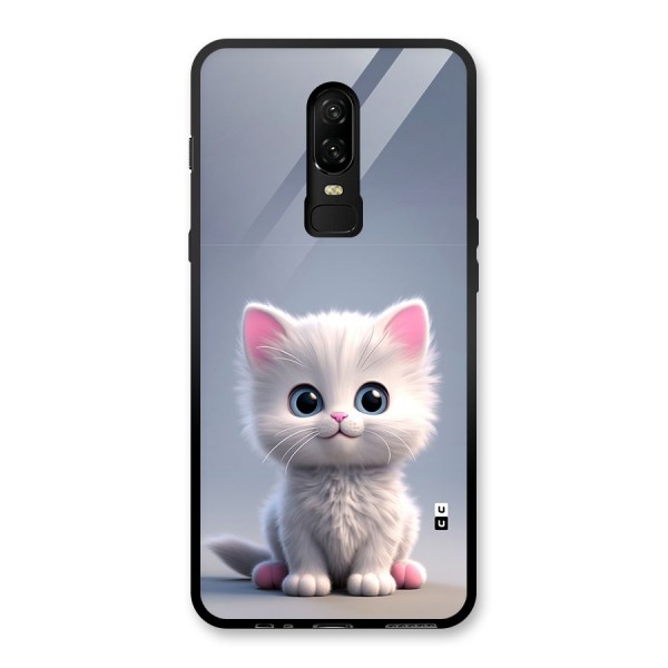 Cute Kitten Sitting Glass Back Case for OnePlus 6