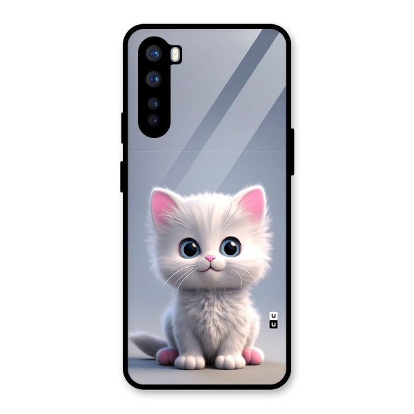 Cute Kitten Sitting Glass Back Case for OnePlus Nord