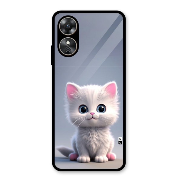 Cute Kitten Sitting Glass Back Case for Oppo A17