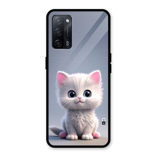 Cute Kitten Sitting Glass Back Case for Oppo A53s 5G