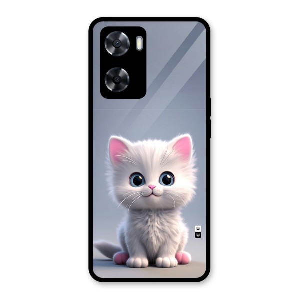 Cute Kitten Sitting Glass Back Case for Oppo A57 2022