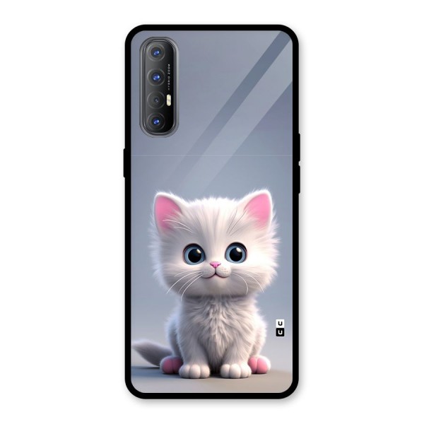 Cute Kitten Sitting Glass Back Case for Oppo Reno3 Pro