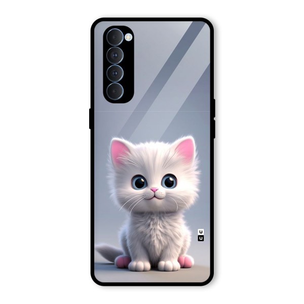 Cute Kitten Sitting Glass Back Case for Oppo Reno4 Pro