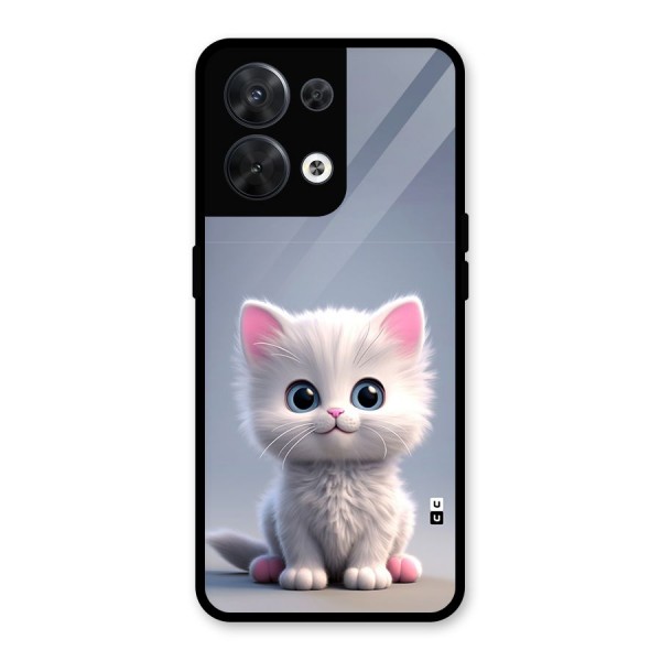 Cute Kitten Sitting Glass Back Case for Oppo Reno8 5G