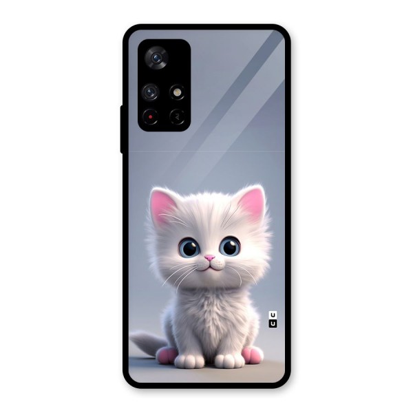 Cute Kitten Sitting Glass Back Case for Redmi Note 11T 5G