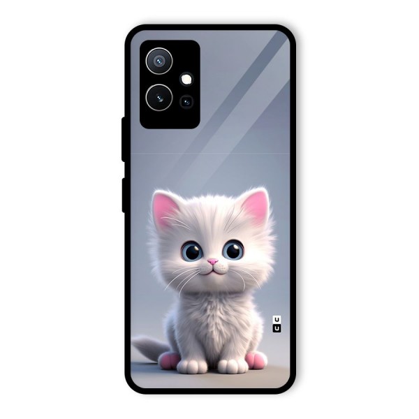 Cute Kitten Sitting Glass Back Case for Vivo T1 5G