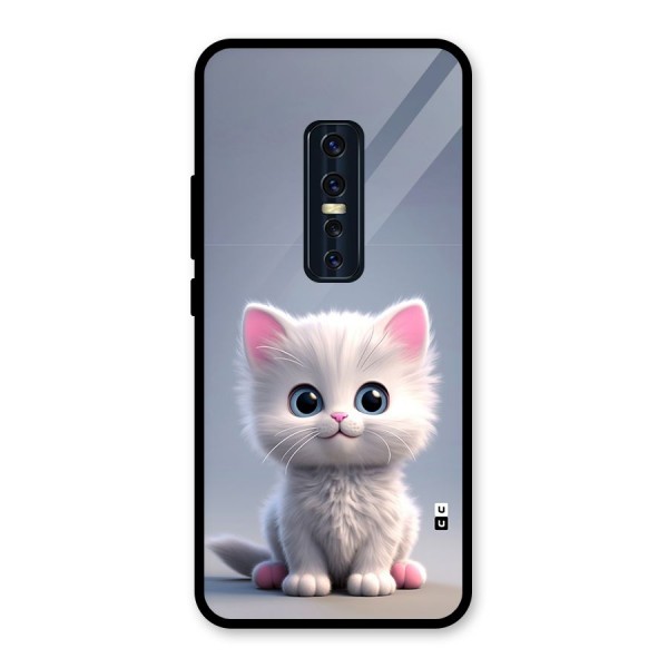 Cute Kitten Sitting Glass Back Case for Vivo V17 Pro