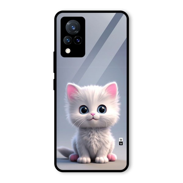 Cute Kitten Sitting Glass Back Case for Vivo V21 5G