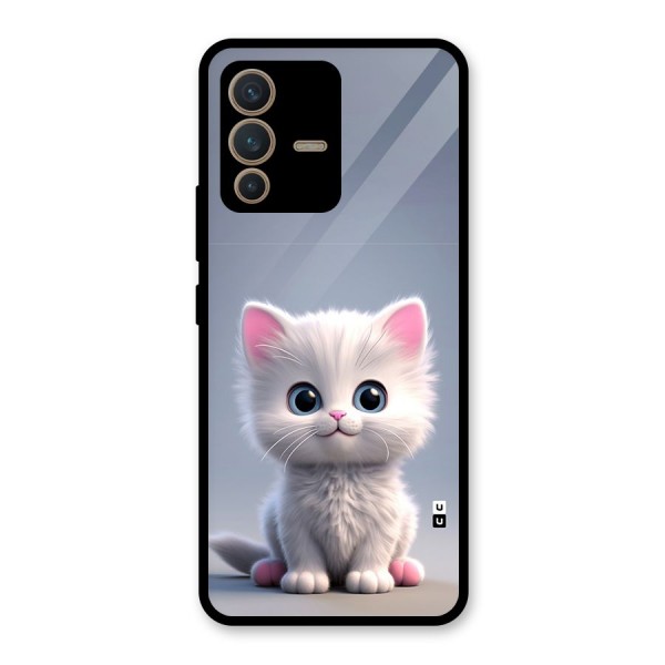 Cute Kitten Sitting Glass Back Case for Vivo V23 5G