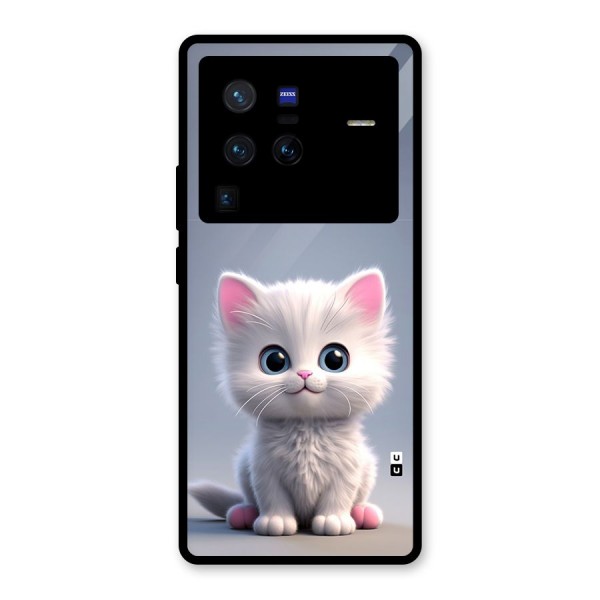 Cute Kitten Sitting Glass Back Case for Vivo X80 Pro