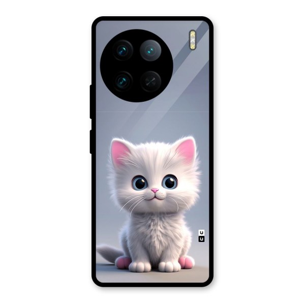 Cute Kitten Sitting Glass Back Case for Vivo X90 Pro