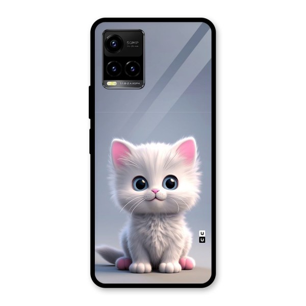 Cute Kitten Sitting Glass Back Case for Vivo Y21 2021