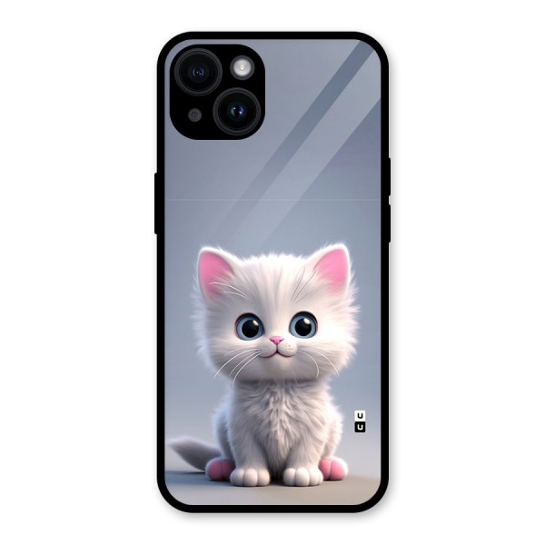 Cute Kitten Sitting Glass Back Case for iPhone 14