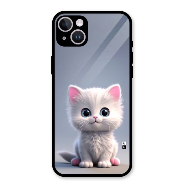 Cute Kitten Sitting Glass Back Case for iPhone 14 Plus