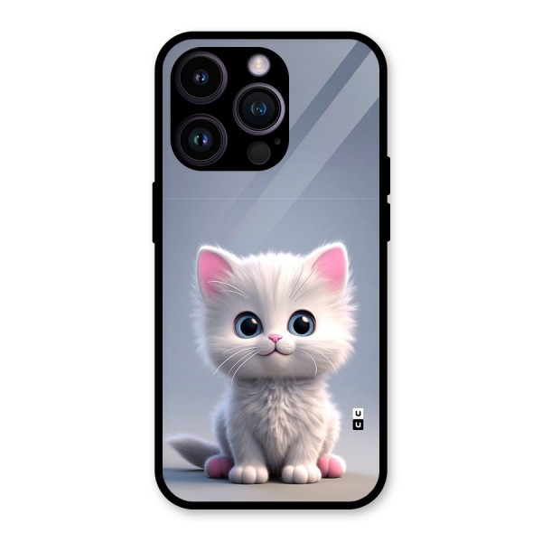 Cute Kitten Sitting Glass Back Case for iPhone 14 Pro