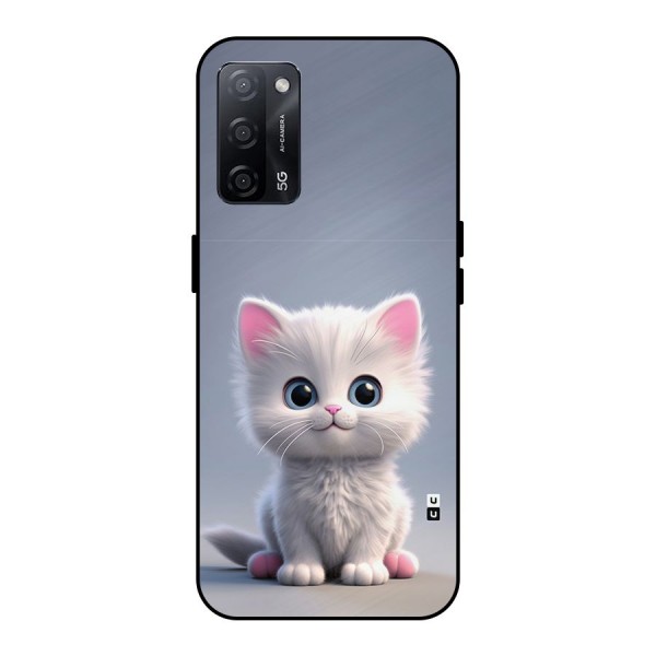 Cute Kitten Sitting Metal Back Case for Oppo A53s 5G