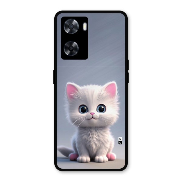 Cute Kitten Sitting Metal Back Case for Oppo A57 2022